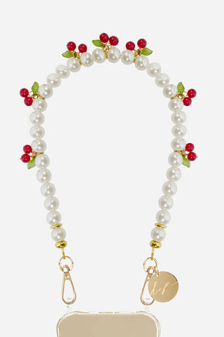 La Coque Francaise - Short White Cherry Necklace 40 cm