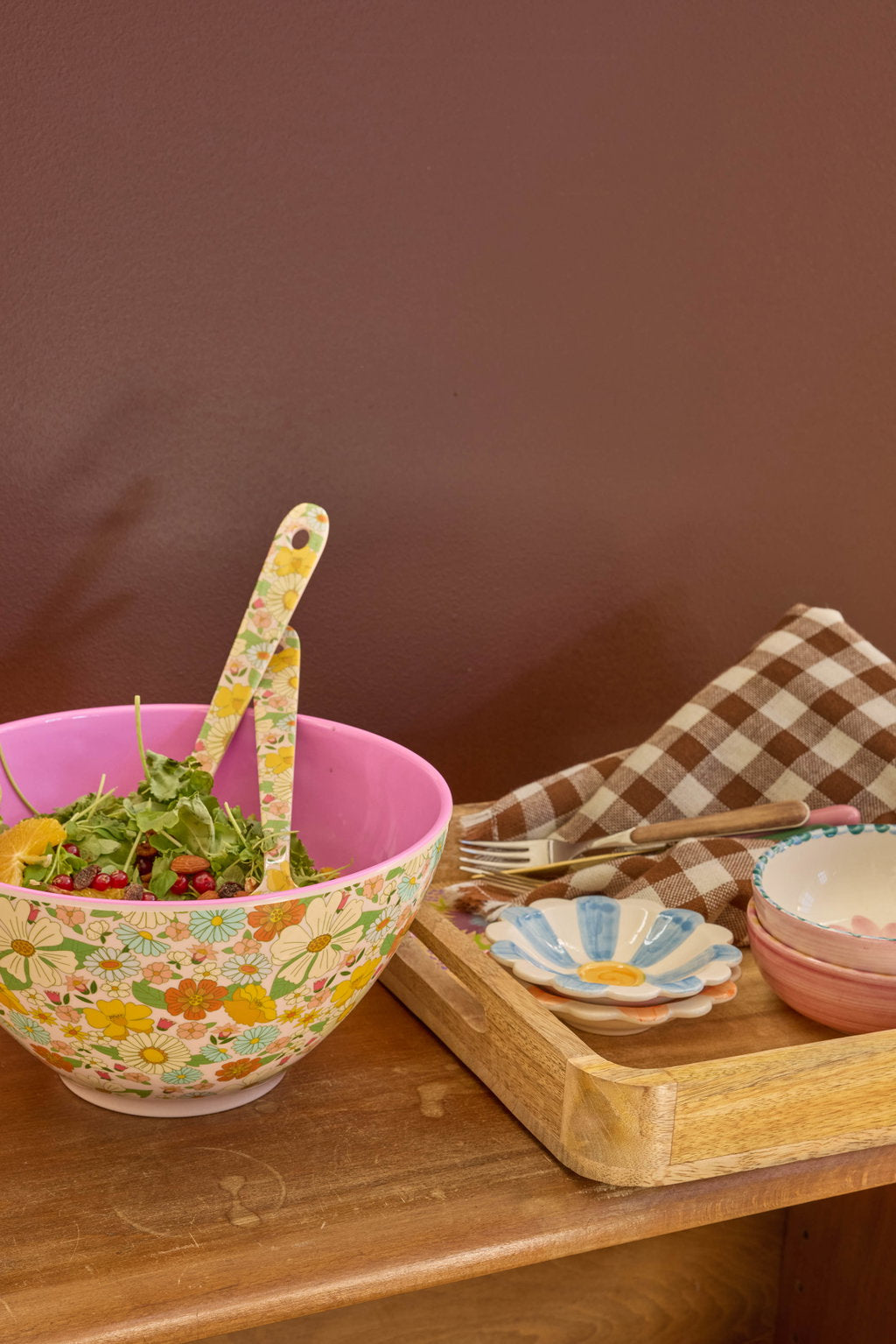 Rice Melamine Salad Bowl with Flower Power Print - 4.5 L, view 2