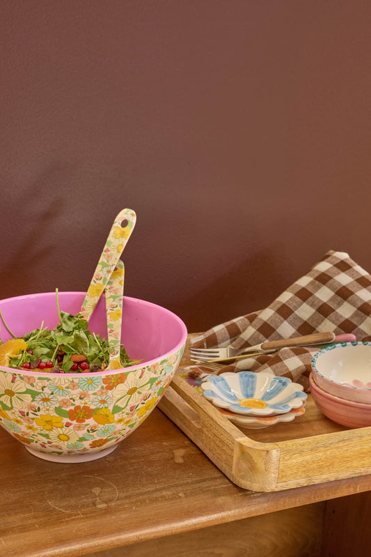 Rice Melamine Salad Bowl with Flower Power Print - 4.5 L