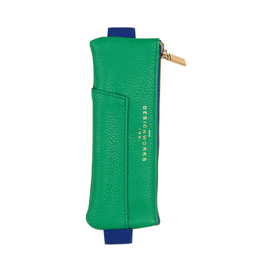 Gentlemen's Hardware Vegan Leather Pen Pouch - Bright Green + Navy