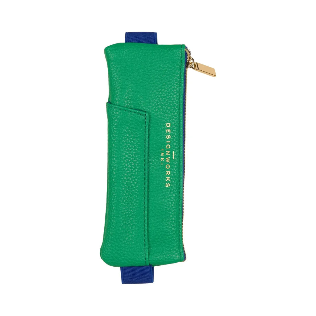 Gentlemen's Hardware Vegan Leather Pen Pouch - Bright Green + Navy
