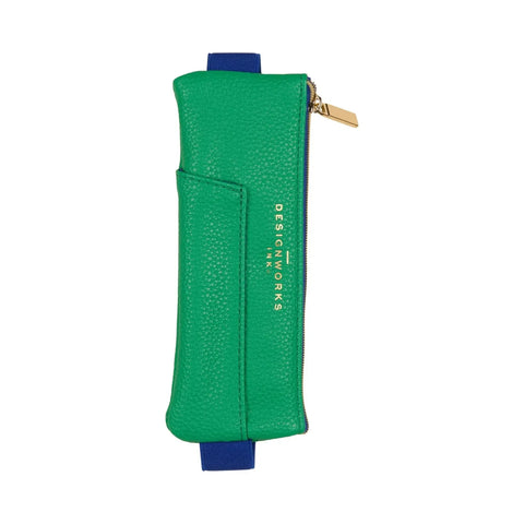 Gentlemen's Hardware Vegan Leather Pen Pouch - Bright Green + Navy