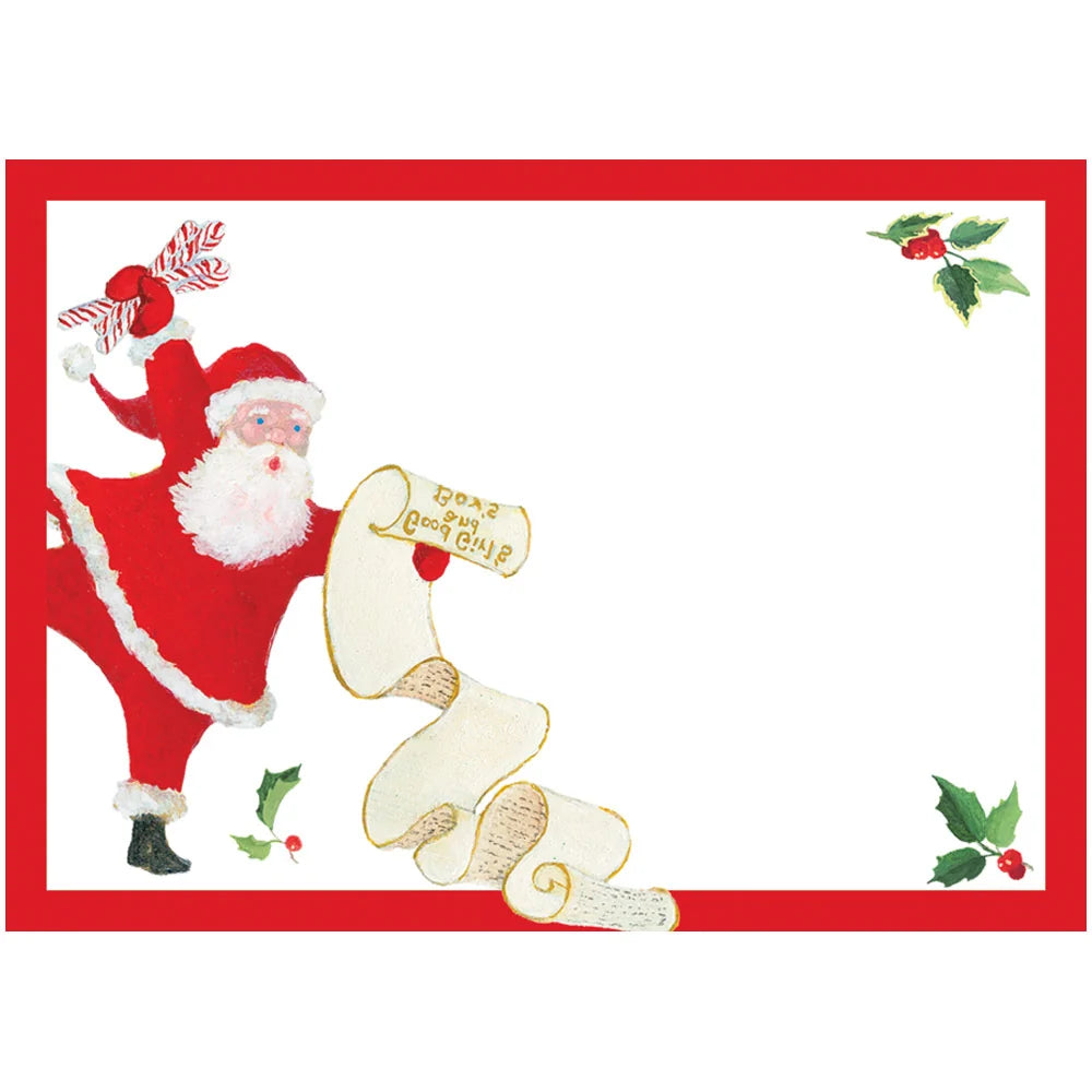 Caspari Dancing Santas Name Labels (Set of 12)