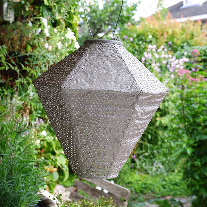 Lumiz Ikat Taupe Diamond LED Solar Lantern, view 2