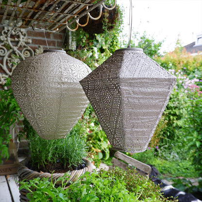 Lumiz Ikat Taupe Diamond LED Solar Lantern, view 3