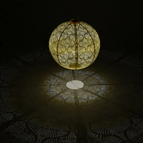 Lumiz Tigres Sage Green Large Round LED Solar Lantern