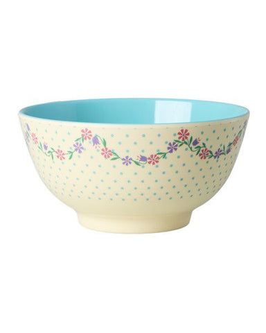 Rice Dots and Flowers Melamine Bowl