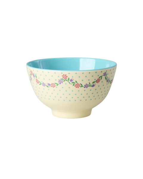 Rice Dots and Flowers Melamine Bowl