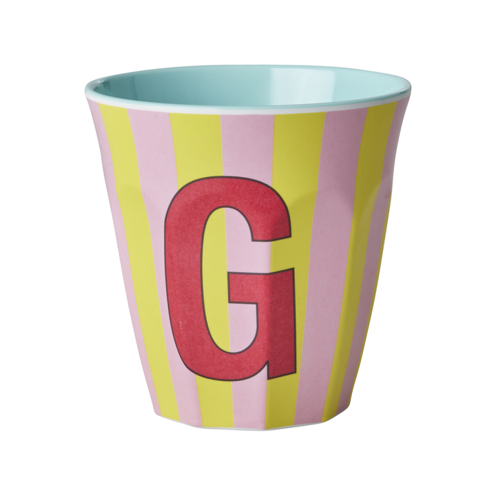 Rice melamine cup 250ml with girl stripes alphabet print – view 2
