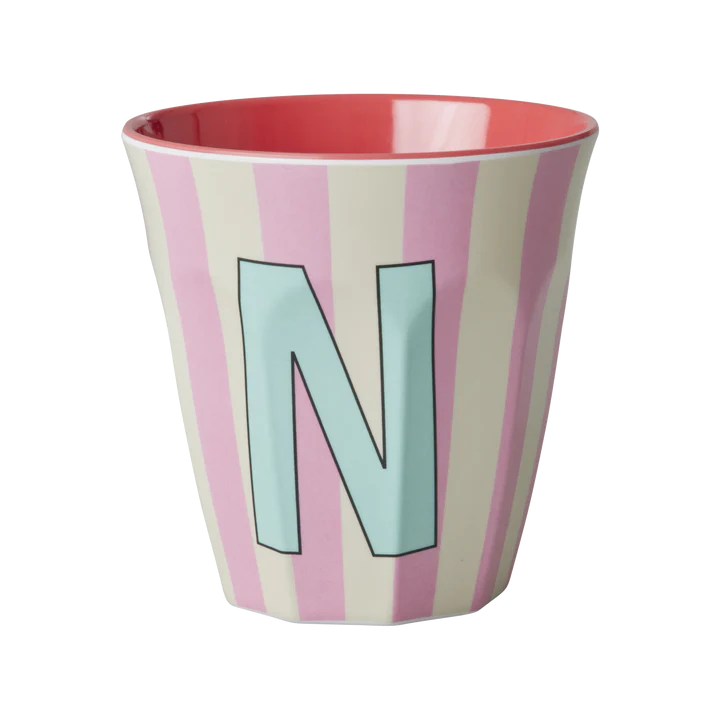 Rice Melamine Cup 250ml - Girl Stripes Alphabet