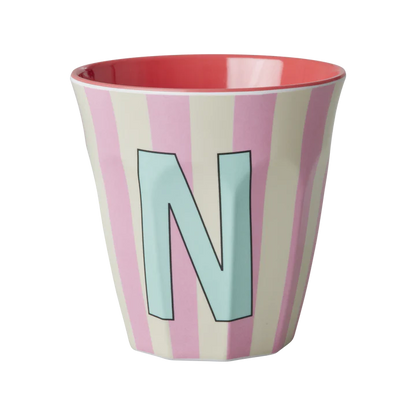 Rice Melamine Cup 250ml - Girl Stripes Alphabet