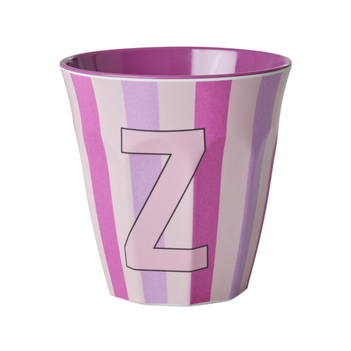 Rice Melamine Cup 250ml - Girl Stripes Alphabet