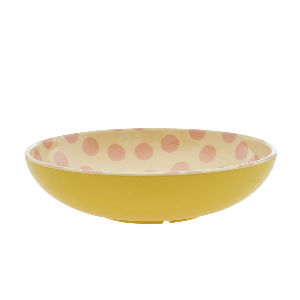 Rice low melamine salad bowl with Pink Dots print, 2.5 L