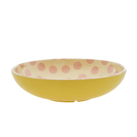 Rice Melamine Salad Bowl with Pink Dots Print - Low - 2.5 L