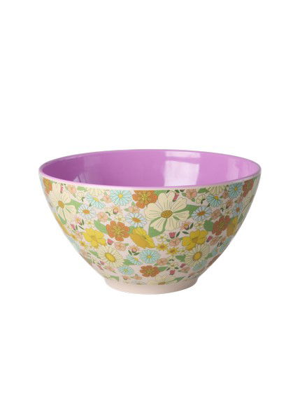 Rice Melamine Salad Bowl with Flower Power Print - 4.5 L