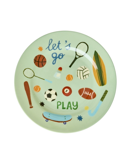 Rice Sports Print Melamine Round Plate