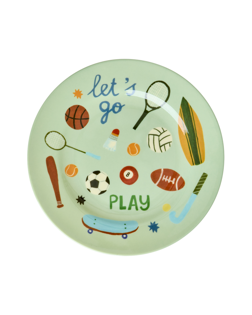 Rice Sports Print Melamine Round Plate