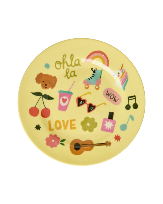 Rice Unicorn Love Print Melamine Round Side Plate