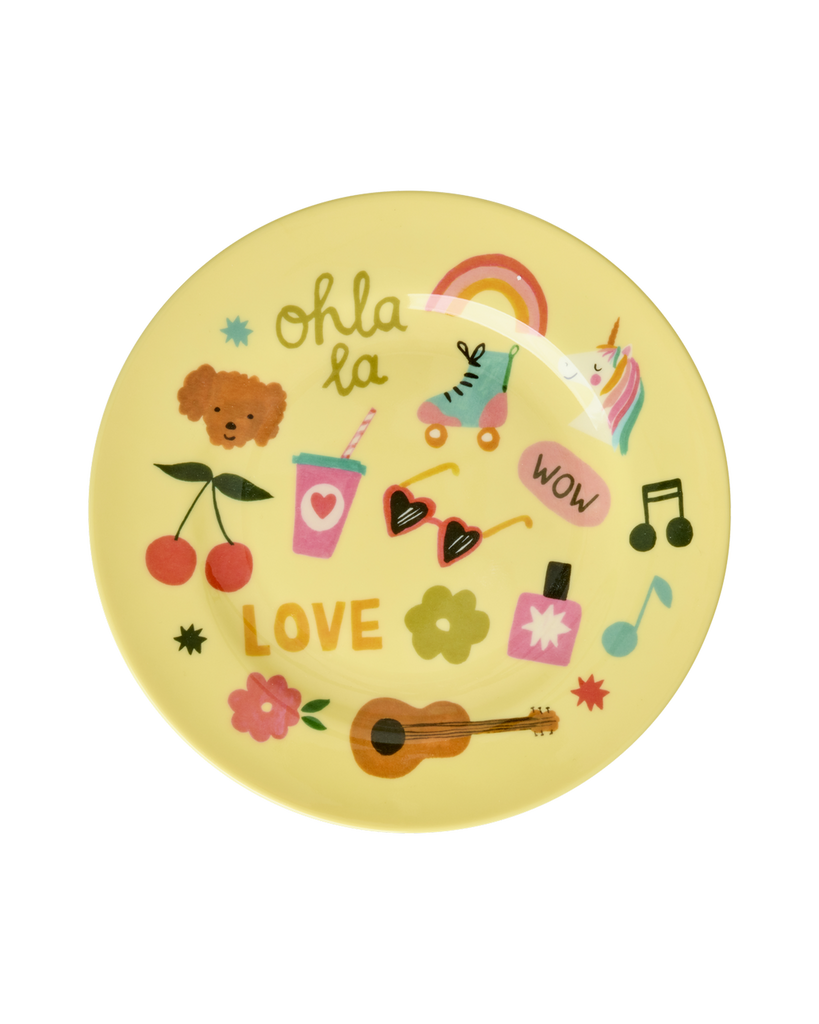 Rice Unicorn Love Print Melamine Round Side Plate