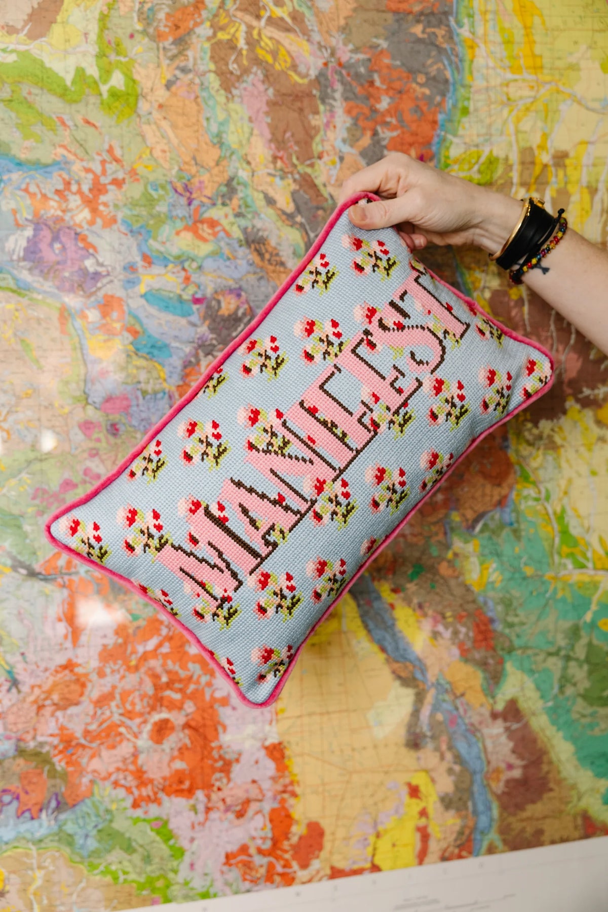 Manifest Needlepoint Pillow, view 3