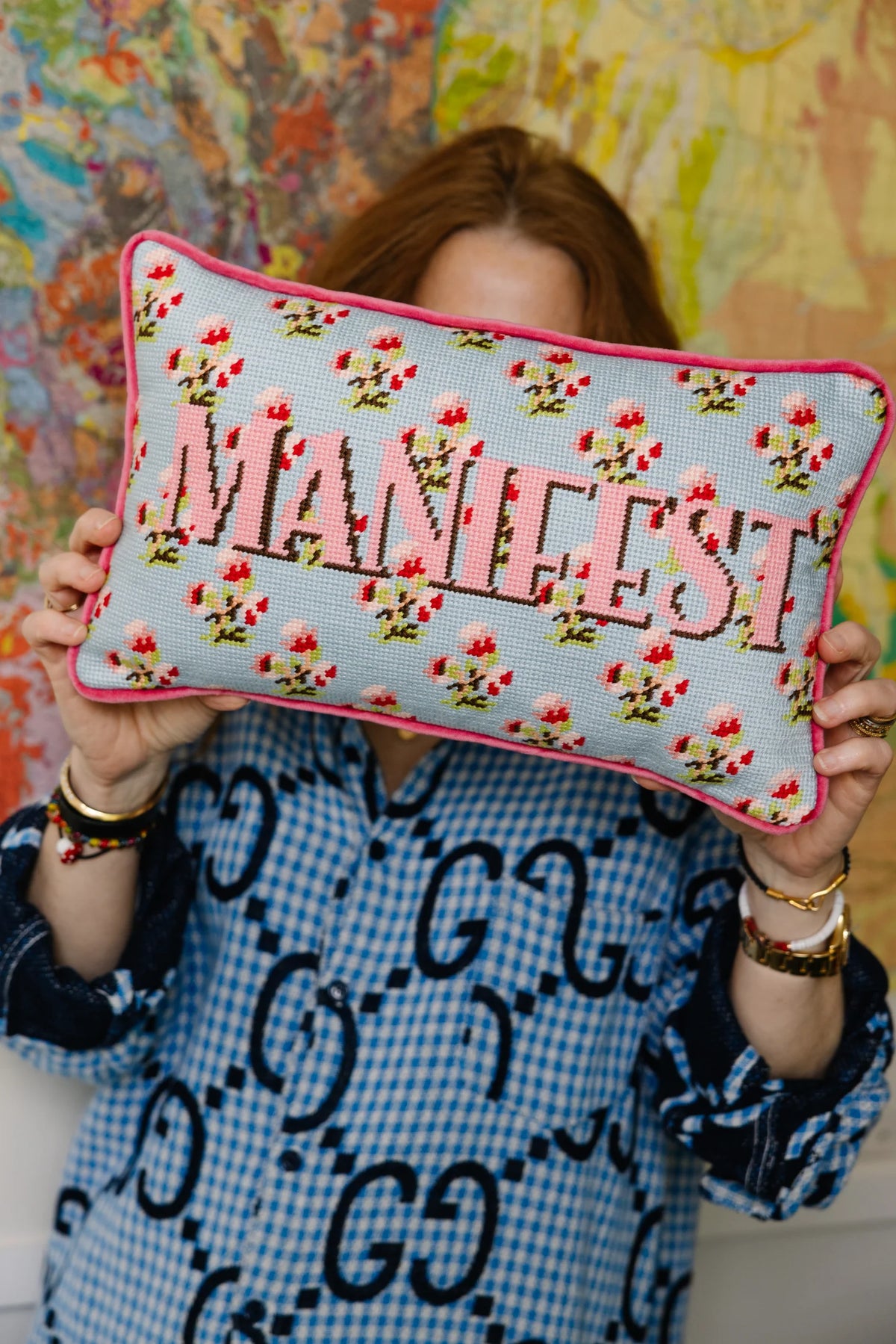 Manifest Needlepoint Pillow, view 5
