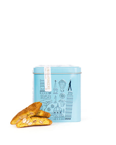 Prato Biscuits with Almonds in Blue Tin