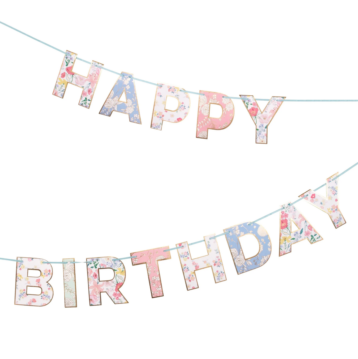 Meri Meri English Garden Birthday Garland with floral letter pennants
