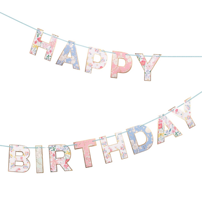 Meri Meri English Garden Birthday Garland with floral letter pennants