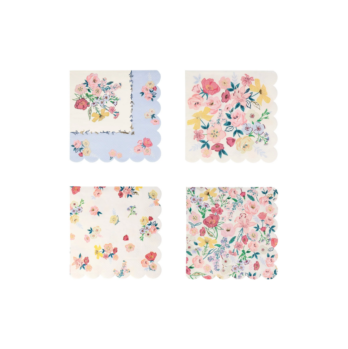 Meri Meri English Garden small napkins with scallop edge and gold foil detail