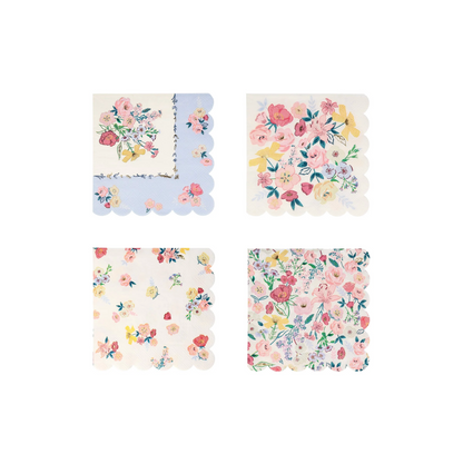 Meri Meri English Garden small napkins with scallop edge and gold foil detail