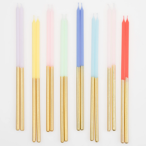 Meri Meri Gold Dipped Rainbow Mix Candles