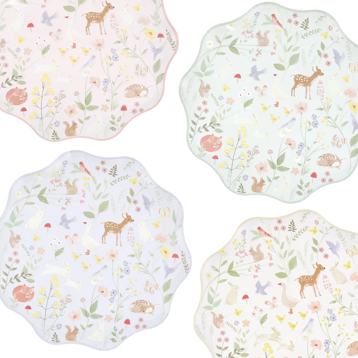 Meri Meri Little Animals paper dinner plates with waved edges