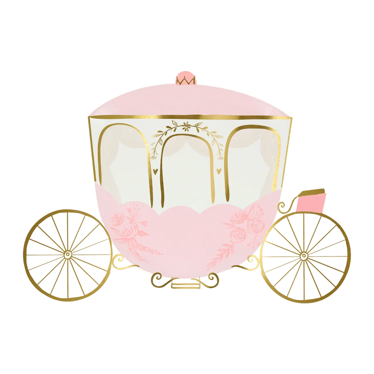 Meri Meri Princess Carriage paper plates with gold foil details, pack of 8