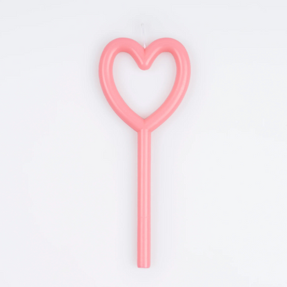 Meri Meri Slim Heart Candle in pink wax – view 3