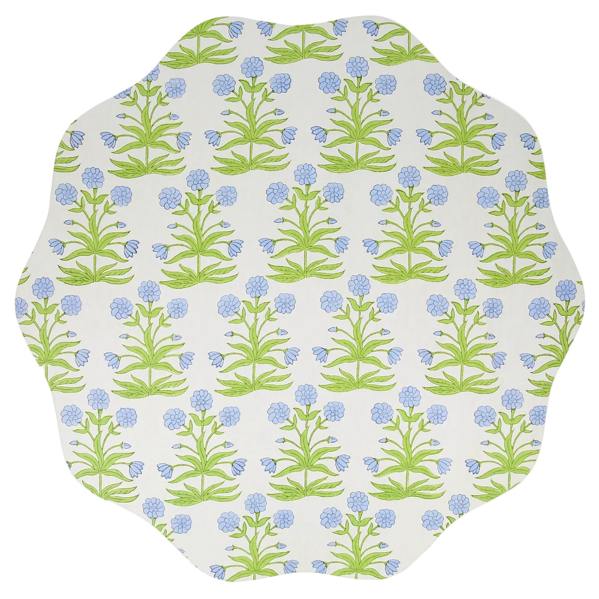 Meri Meri x Molly Mahon Blue Flower placemat with wavy edge