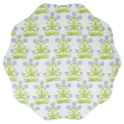 Meri Meri x Molly Mahon Blue Flower placemat with wavy edge