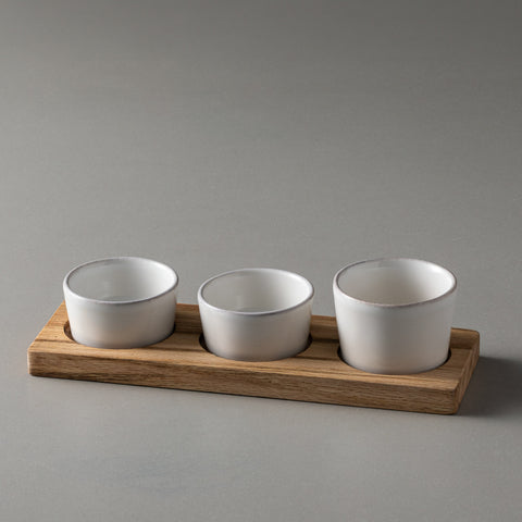 Aparte 3 Section Rectangular Oak Wood Tray
