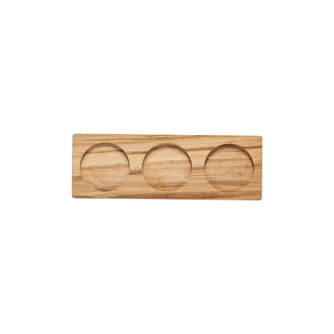 Aparte 3 Section Rectangular Oak Wood Tray