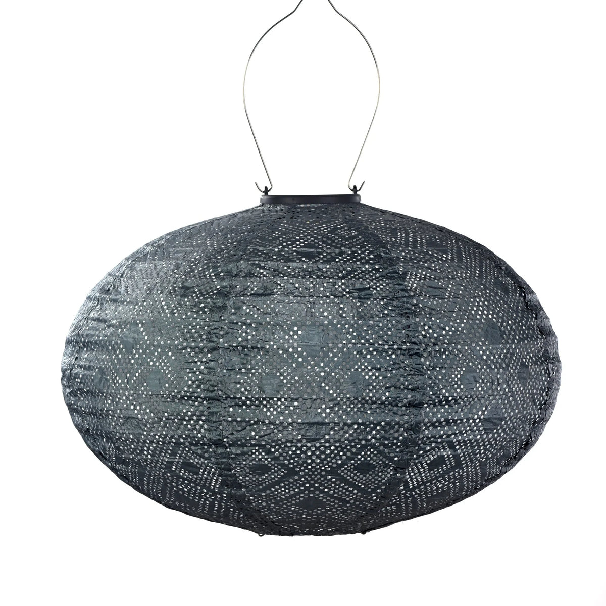 Lumiz Mosaic Grey Blue oval LED solar lantern in Tyvek