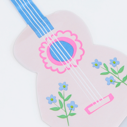 Meri Meri guitar shaped paper napkins in pink, pack of 16