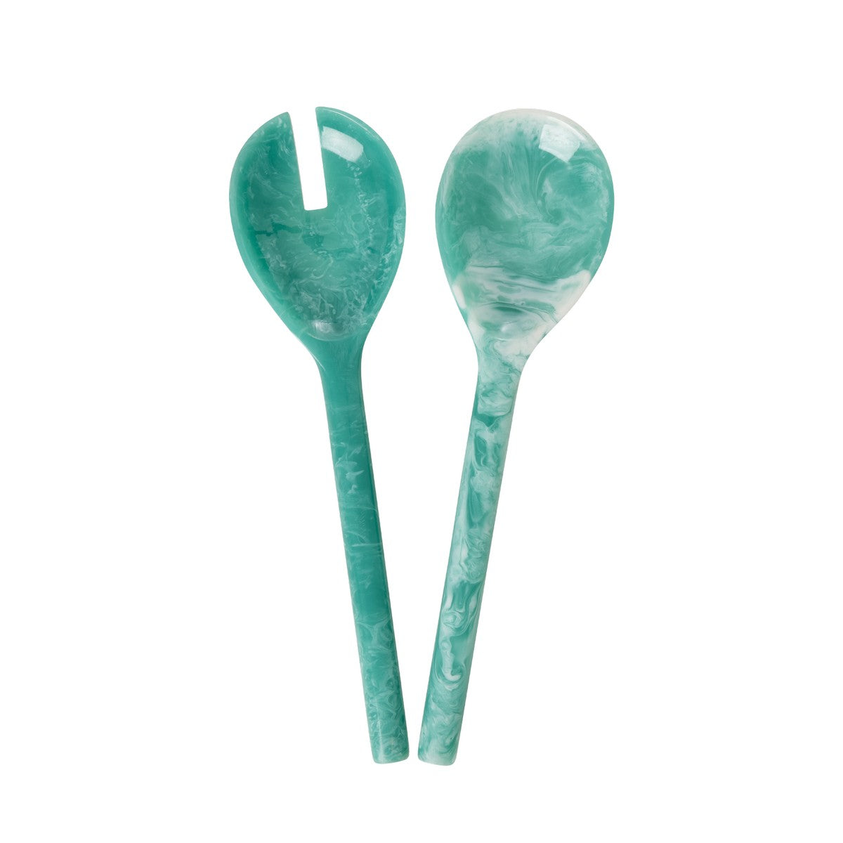 Rice resin salad spoon and fork in soft green and pink