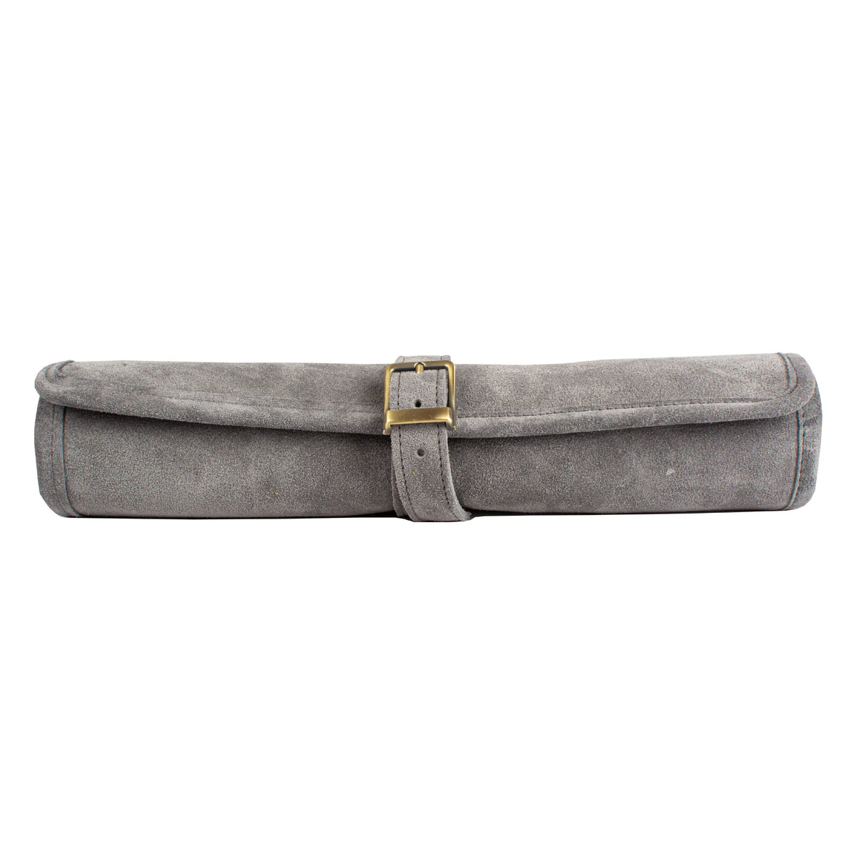 Manopoulos - Handcrafted Grey Suede Roll-Up Backgammon Set