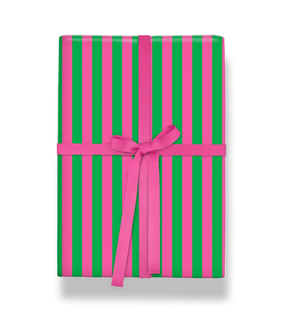 Kelly Hyatt Candy Cane Green & Pink Stripe Roll Wrap
