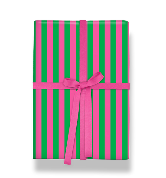 Kelly Hyatt Candy Cane Green & Pink Stripe Roll Wrap