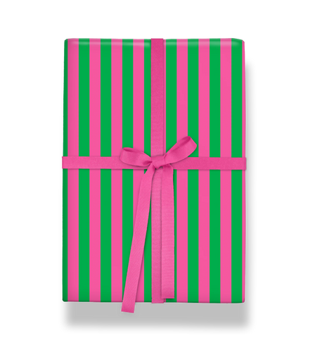 Kelly Hyatt Candy Cane Green & Pink Stripe Roll Wrap