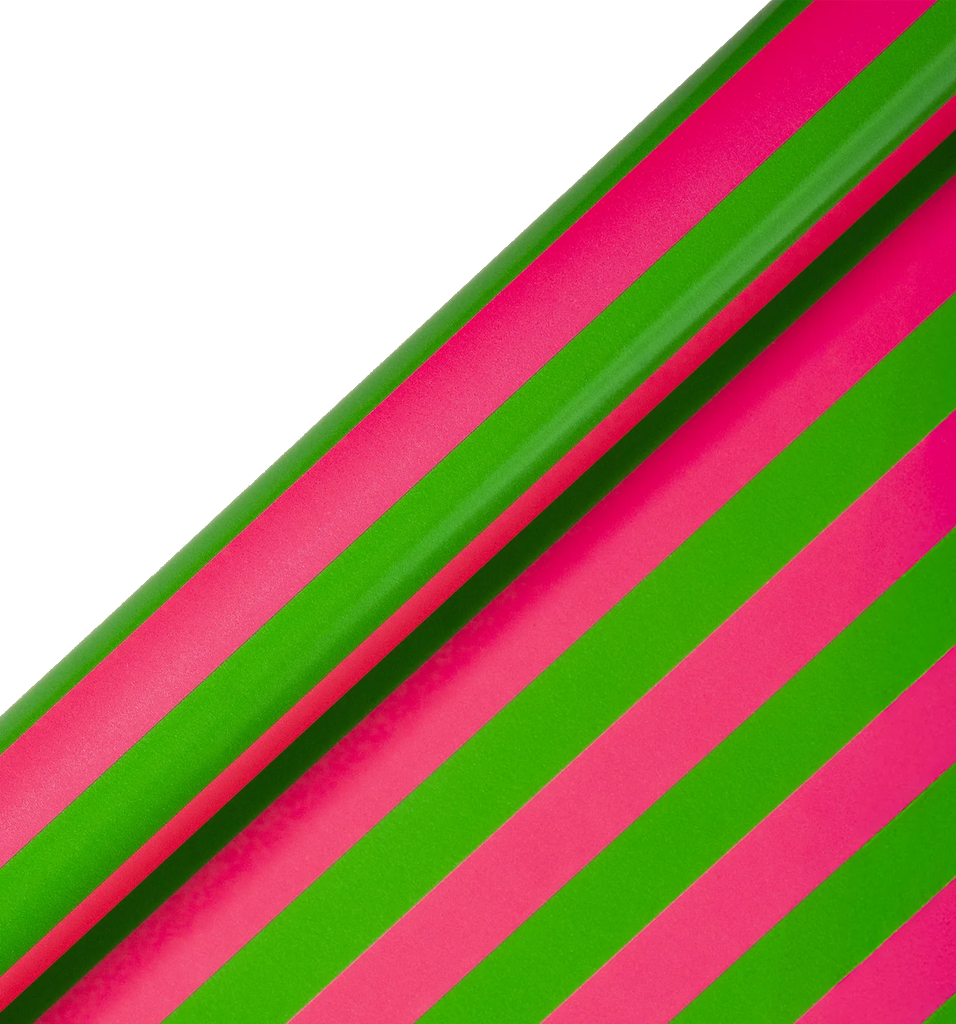 Kelly Hyatt Candy Cane Green & Pink Stripe Roll Wrap