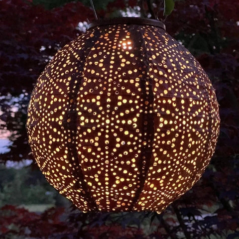 Lumiz Sashiko Copper Round 20 LED Solar Lantern