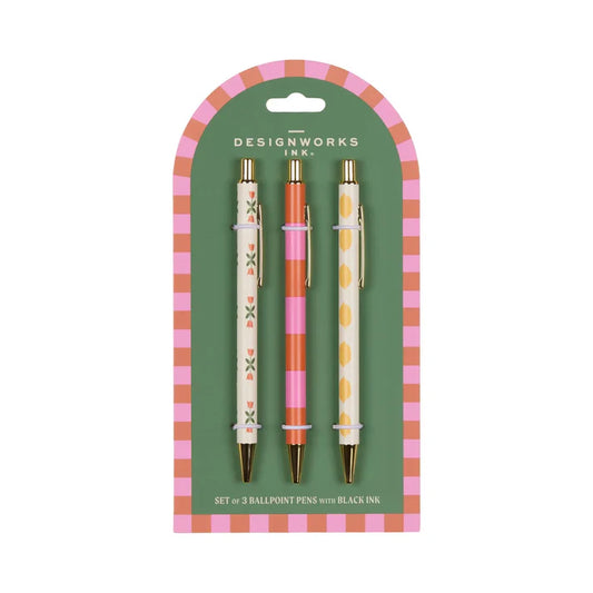 Gentlemen's Hardware A Dopo Set of 3 Pens - Flower, Stripe, Lemon