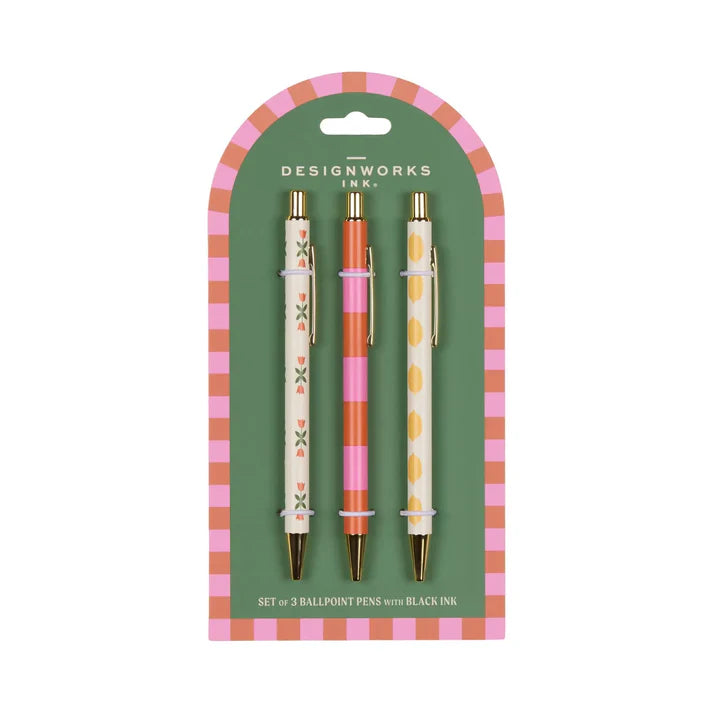 Gentlemen's Hardware A Dopo Set of 3 Pens - Flower, Stripe, Lemon