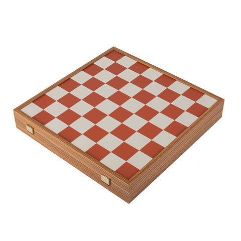 Manopoulos - Bauhaus Style Terracotta & White Chess Set - 40x40cm with 8.5cm King Chessmen